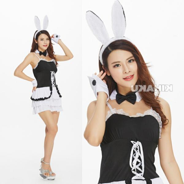 3層白スカート バニーガール服 コスプレ衣装 ハロウィン エロ 過激 大人 女性 レディース セクシ...