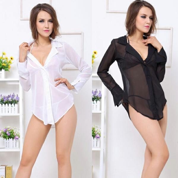 長袖 Yシャツ ブラ＆ショーツ 美人教師風 ランジェリー 透け透け エロい服 エロ可愛い 過激 大人...