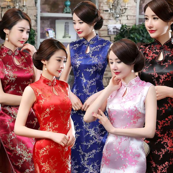 袖なし ロング丈チャイナドレス コスプレ衣装 女性 チャイナ服 セクシー コスチューム 仮装 レディ...