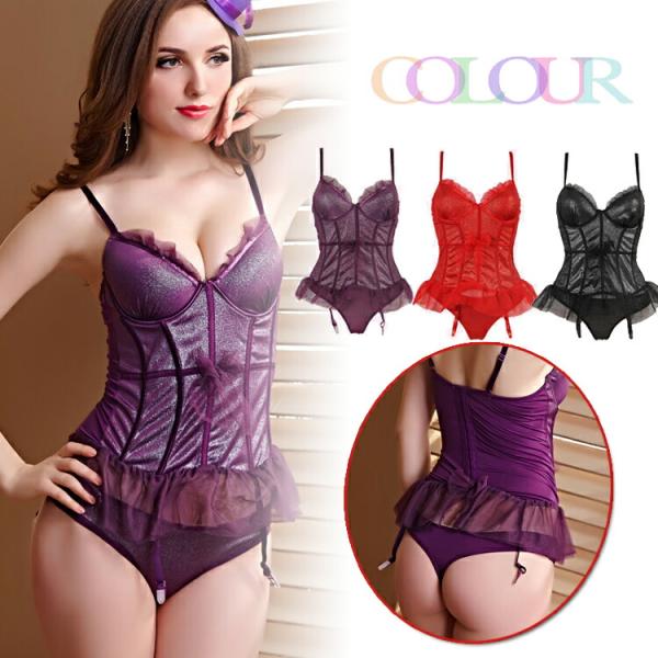 ガーターベルト付きビスチェとショーツ コスプレ 大人 下着 エロい服 過激 大人 女性 レディース ...