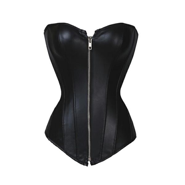 黒 フロントチャック ビスチェ＆Tバック コルセット・コスプレ セクシーランジェリー セクシー女性下...