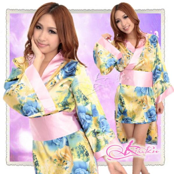 ピンク帯付花柄仕上げの浴衣・着物コスプレ 過激 大人 女性 レディース セクシー【4037】