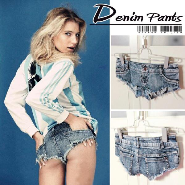 デニムショートパンツ ハーフ 短パン スーパー極浅Tバック ショーパン かわいい おしゃれ 美脚 女...
