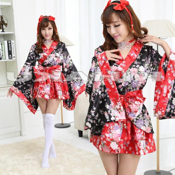 赤 フリルスカート 着物ドレス 浴衣 コスプレ 過激 大人 女性 レディース セクシー 【4077/...