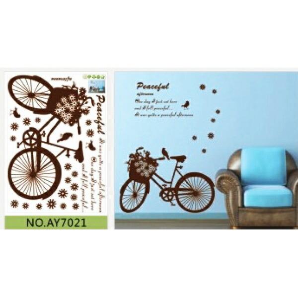 ウォールステッカー 自転車＆フラワーバード 50×70 おしゃれ 北欧 モダン アンティーク レトロ...
