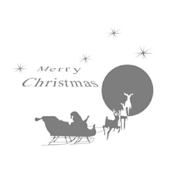 ウォールステッカー 転写タイプ クリスマスサンタ＆トナカイ ブラック おしゃれ かわいい Chris...