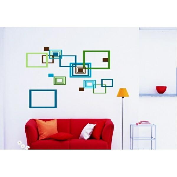 ウォールステッカー 壁ステッカー ブルー幾何学 北欧 モダン アンティーク レトロ インテリア カン...