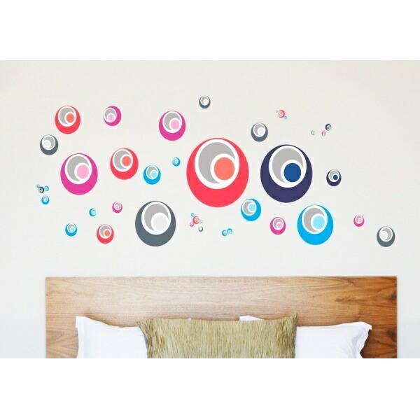 ウォールステッカー 壁ステッカー パステルサークル模様 北欧 モダン アンティーク レトロ インテリ...