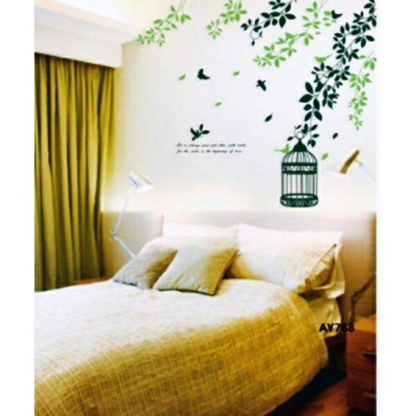 ウォールステッカー 壁ステッカー グリーン鳥かご 60×90 北欧 アンティーク おしゃれ かわいい...
