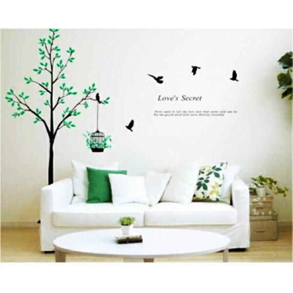 ウォールステッカー 壁ステッカー 鳥かごバード 北欧 アンティーク おしゃれ かわいい 黒色 モノト...