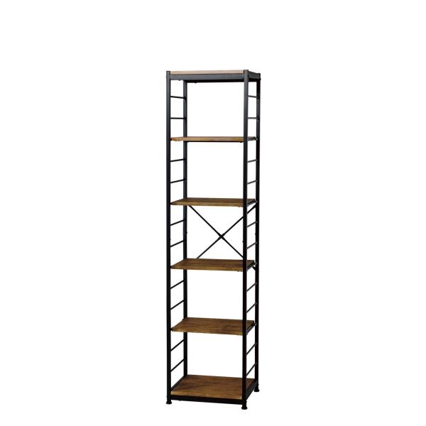 フリーラック6段 スリム オープンラック インダストリアル 木目調 ディスプレーラック 飾り棚 リビ...
