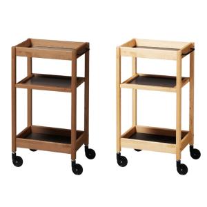 トレーワゴン 3段 幅44cm キッチンワゴン 木製 キッチントレー 取っ手 ブラウン ナチュラル ...