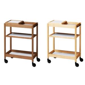 トレーワゴン 3段 幅60cm トレー付き キッチンワゴン 木製 キッチントレー ブラウン ナチュラ...