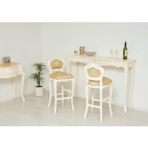 コモ カウンターテーブル ホワイト 幅135cm 木製 コンソールテーブル デスク アンティーク 猫...