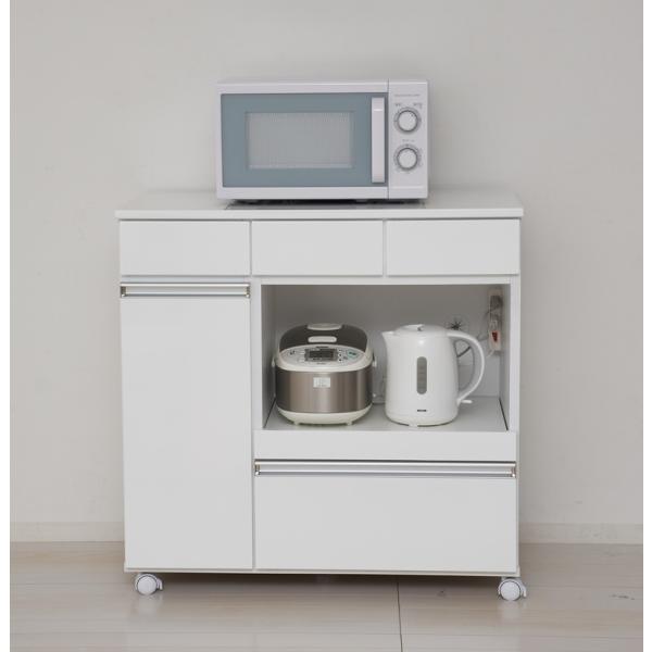 カウンターレンジワゴン キッチンカウンター キャスター付き コンセント付き 炊飯器 ポット レンジワ...