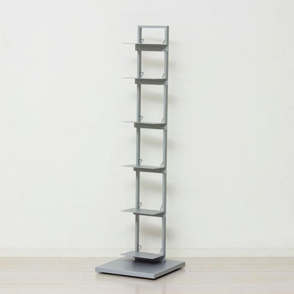 ブックタワーシェルフ グレー キャスター付き 積み重ね ブックスタンド ブックタワー スチール スリ...