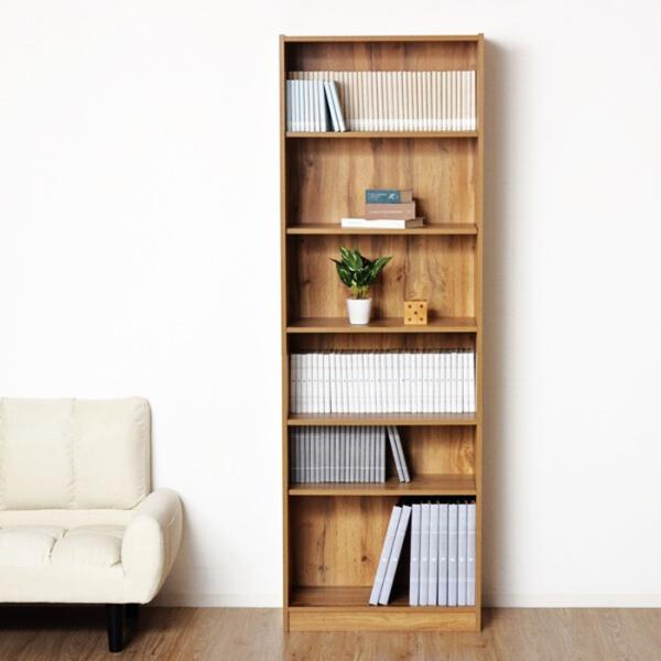 本棚 幅60cm 高さ180cm ナチュラル 木製 6段 可動棚 おしゃれ 木目柄 北欧 カントリー...