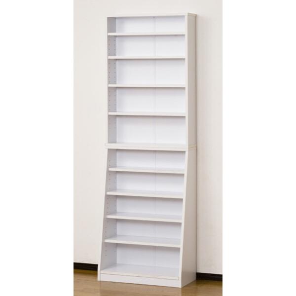 大容量ホームシェルフ 幅60cm ホワイト 本棚 ハイタイプ 大容量 スリム オープン 収納棚 コミ...