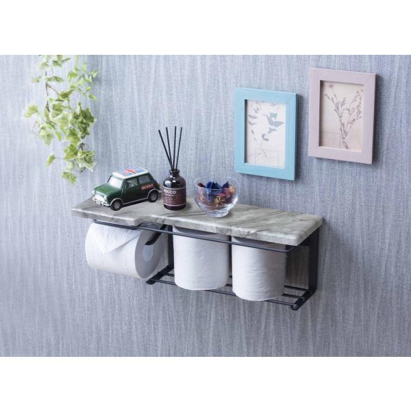 トイレットペーパーホルダー大理石柄 ストックタイプ トイレットペーパー置き 壁掛け ヴィンテージ 収...