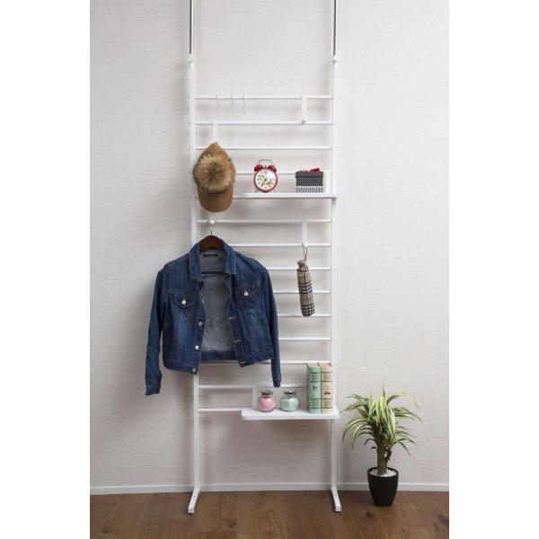 突っ張り式ブティックハンガー 幅60cm 突っ張りラック スリム 棚 ラック シェルフ スリム 壁面...