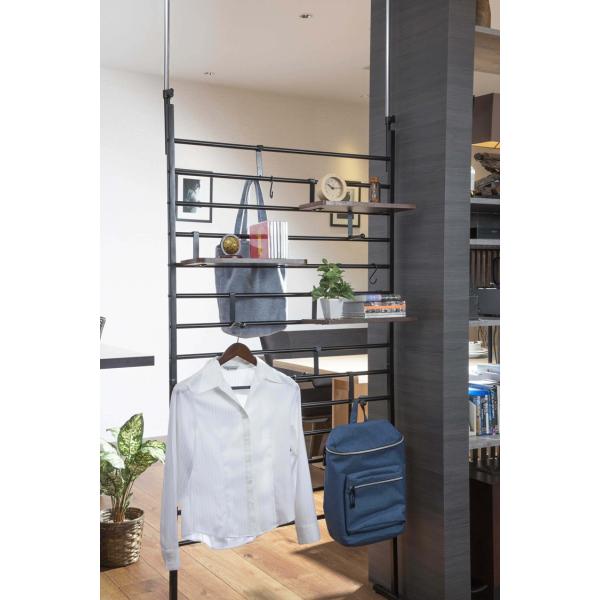 突っ張り式ブティックハンガー 幅90cm 突っ張りラック スリム 棚 ラック シェルフ スリム 壁面...