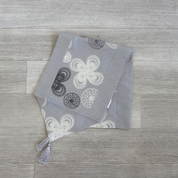 裏地付き高級感あり テーブルランナー グレイ おしゃれ エレガント 高級感