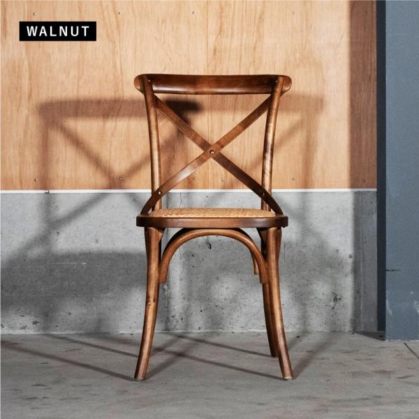ベントウッドチェア  2脚セット クロスバックチェア ウォルナットフレーム ダイニングチェア ラタン...