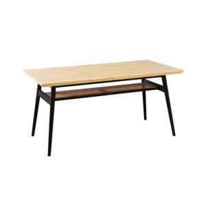 ダイニングテーブル 幅150 長方形 4人掛け 棚付き ナチュラル×ブラック 食卓テーブル 北欧 モ...