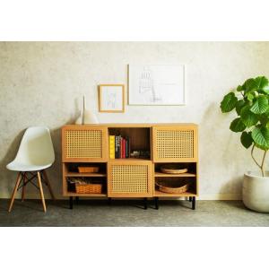 キャビネット コンソール 90cm ラタン風 ナチュラル おしゃれ 北欧 和モダン アジアン カント...