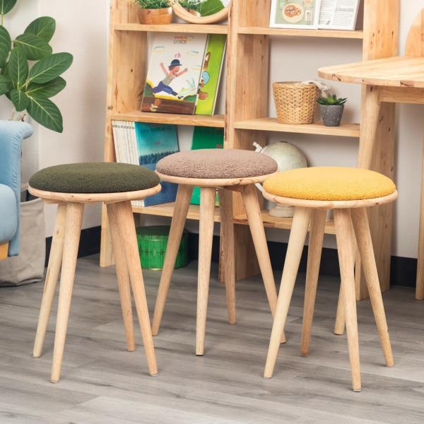 ラウンドスツール もこもこ ファブリック おしゃれ かわいい 丸椅子 腰掛け 布張り ボア 玄関チェ...