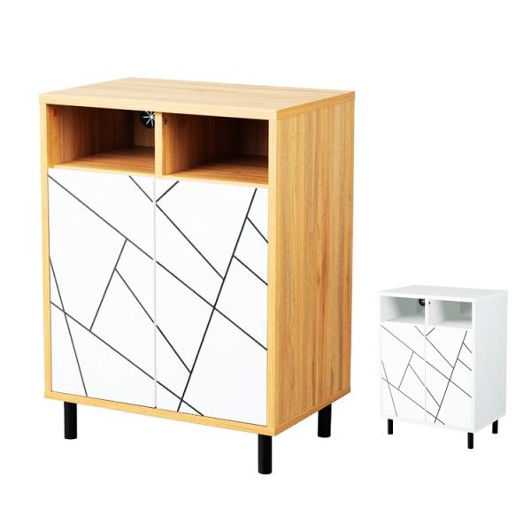 キャビネット サイドボード コンソール サイドラック 幾何学模様 木製 おしゃれ デザイン リビング...