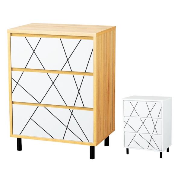 チェスト タンス 3段 箪笥 たんす 引出し収納 幾何学模様 木製 おしゃれ デザイン リビング収納...