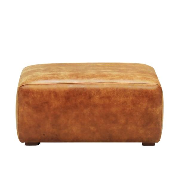 スツール イタリア革 レザー キャメルブラウン 本革 足置き オットマン 腰掛け ヴィンテージ おし...