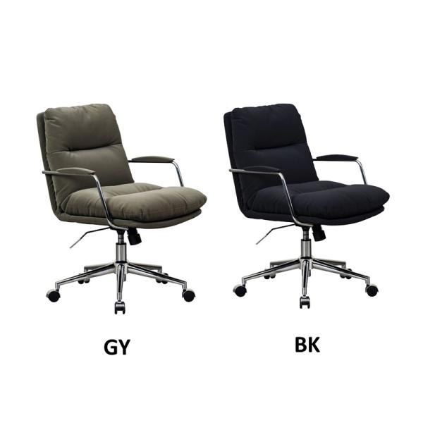 オフィスチェア 肘付き ファブリック キャスター付き 回転式 高さ調節 書斎チェア ワークチェア デ...