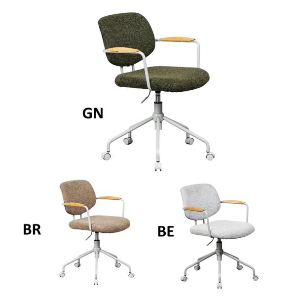 オフィスチェア 肘付き ファブリック キャスター付き 回転式 高さ調節 書斎チェア ワークチェア 木...