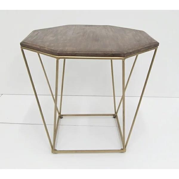 八角形 サイドテーブル ゴールド ナイトテーブル アイアン アンティーク 花台 飾り棚 ベットサイド...