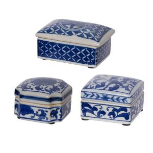 陶器の蓋付きボックス 3点セット 小物入れ 小物収納 整理整頓 卓上 机上 収納ケース 収納ボックス｜commitand