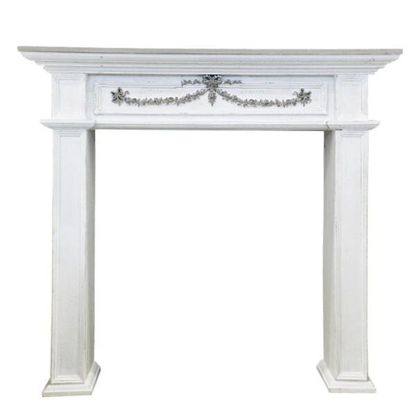 シャビーシックなマントルピース ホワイト/ベージュ 暖炉 韓国インテリア ヨーロピアン 洋風 SS-...
