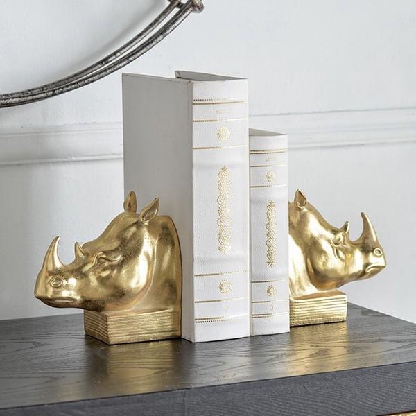 サイのブックエンド ゴールド AN-77610 おしゃれ アンティーク オブジェ レトロ インテリア