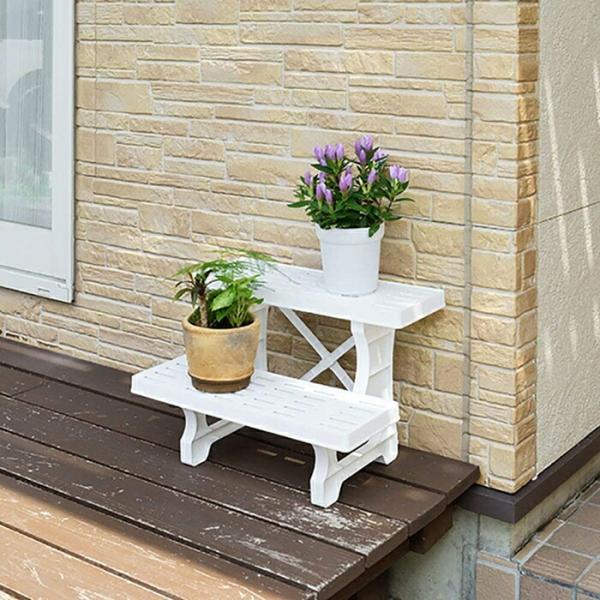 20点セット フラワースタンド2段 幅45 プラスチック 室内 屋外 おしゃれ 花台 フラワーラック...