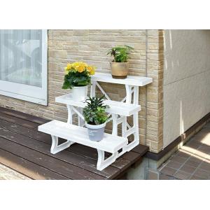 8点セット フラワースタンド3段 幅60 プラスチック 室内 屋外 おしゃれ 花台 フラワーラック ...