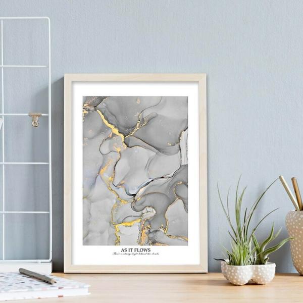 【余白バランスが良い感じ】As it flows ポスター A4 北欧 モダン 絵 ナチュラル 大理...