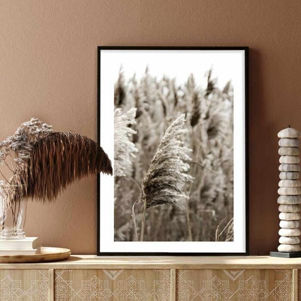 【余白バランスがおしゃれ】ポスター A3 北欧 モダン 絵 ナチュラル ベージュ パンパスグラス