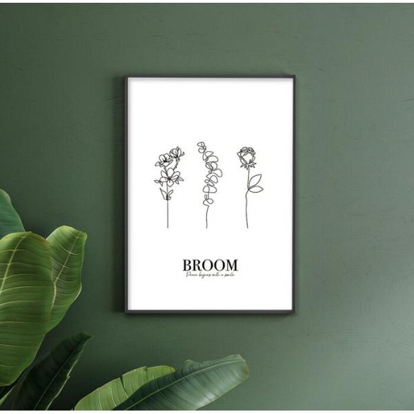 【余白バランスがおしゃれ】BROOM ポスター A4 北欧 韓国 モダン 絵 ナチュラル ベージュ