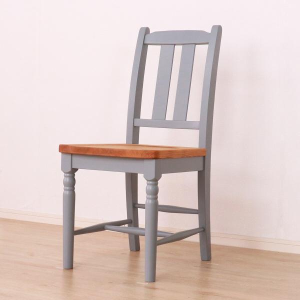 ダイニングチェア 2脚セット ブルーグレー 木製 食卓椅子 北欧 カントリー レトロ アンティーク ...