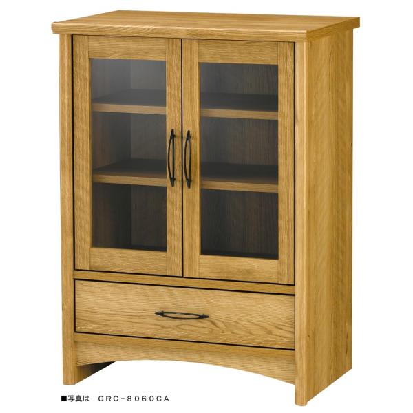 カントリー調家具 キャビネット ガラスキャビネット 木製 リビング キッチン 収納棚 食器棚 グレー...
