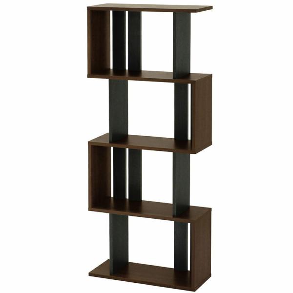 ジクザクラック s字ラック 4段 オープンラック ディスプレイラック オープンシェルフ 本棚 書棚 ...