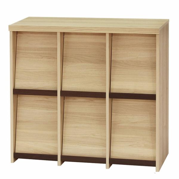 本棚 ディスプレイラック ２段 フラップ扉 収納 本 オープン キャビネット 扉 リビング収納 セパ...