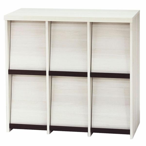 本棚 ディスプレイラック ２段 フラップ扉 収納 本 オープン キャビネット 扉 リビング収納 セパ...