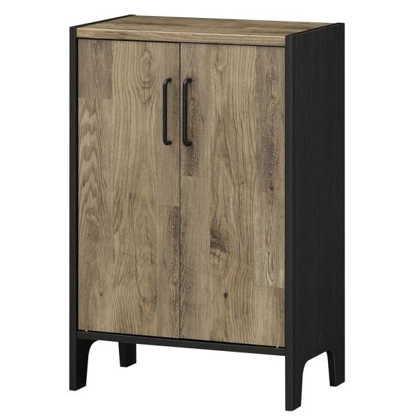 キャビネット 本棚 リビングボード 扉付き 古材風 ヴィンテージ 収納棚 リビング収納 木製 コンパ...